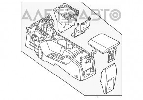 Consola centrală cu cotieră și suporturi pentru pahare pentru Ford Focus mk3 11-14, suportul pentru pahare este transversal, bej