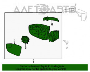 Oglindă laterală dreapta Ford Focus mk3 11-14 pre-restilizare SUA 7 pini, semnalizator, roșu