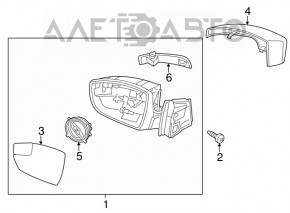 Oglindă laterală dreapta Ford Focus mk3 11-14 pre-restilizare SUA, 7 pini, semnalizator, gri