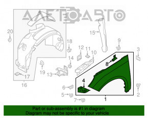 Aripa din față stânga Ford Focus mk3 11-18 SUA roșie PQ, săgeată