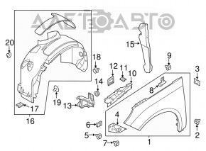 Aripa față stânga Ford Focus mk3 11-18 SUA negru UH zgâriată