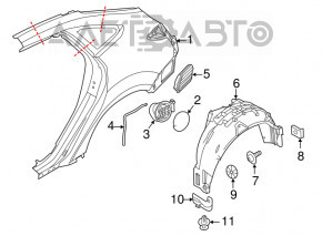 Четверть крыло задняя правая Ford Focus mk3 11-18 5d красный RR на кузове