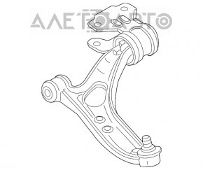 Maneta inferioară dreapta față Ford Focus mk3 11-18 din aluminiu R16-18 ruptă bucșă și manșon de praf.