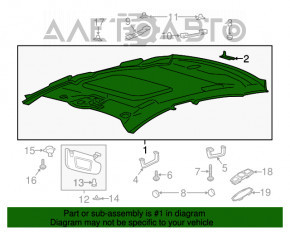 Acoperirea plafonului Ford Fusion mk5 13-16 gri fără geam panoramic, pentru curățare chimică.