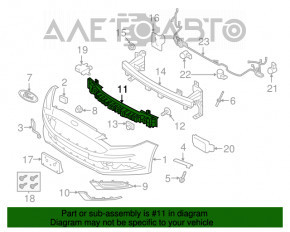 Абсорбер переднего бампера Ford Fusion mk5 17-18 примят, треснут, слом креп