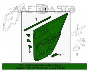 Capacul usii spate dreapta Honda Accord 13-15 negru cu insertie neagra din catifea, cotiera din catifea, zgarieturi.