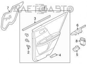 Capacul usii spate dreapta Honda Accord 13-15 negru cu insertie neagra din catifea, cotiera din catifea, zgarieturi.