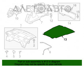 Capacul portbagajului Honda Accord 13-17 negru, placajul s-a umflat.