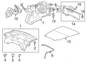 Capacul portbagajului Honda Accord 13-17 negru, placajul s-a umflat.