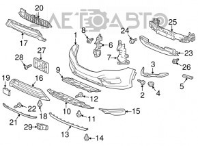 Bara față goală Honda Accord 16-17 restilizată, nouă, originală OEM, zgâriată