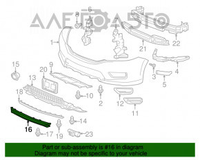 Moldura inferioară a barei față a Honda Accord 13-15, cromată