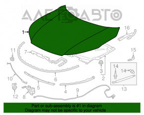 Капот голый Honda Accord 13-15 дорест, красный R-548P