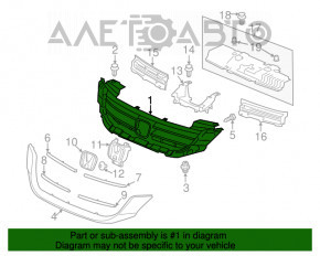 Решетка радиатора grill Honda Accord 13-15 в сборе