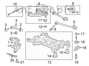 Цапфа задняя правая Honda Accord 13-17 гнутая шпилька