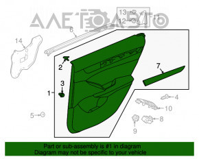 Capacul usii, cartela din spate stanga pentru Honda Accord 18-22, negru.