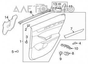 Capacul usii spate dreapta Honda Accord 18-22 negru, cotiera si insertie din piele, zgarieturi.