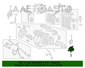 Actuatorul motorului care acționează încălzirea pasagerului Honda Accord 18-22