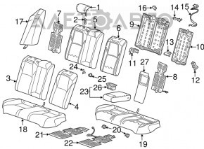 Bancheta din spate a doua rânduri Honda Accord 18-22, combinată, neagră, de curățat chimic.