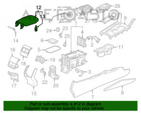 Brațul de cot Honda Accord 18-22 din piele, negru, fără mecanism de deschidere.