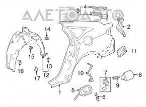 Подкрылок задний левый Honda Accord 18-22 EX-L, Hybrid, Touring