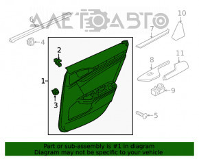 Capacul usii card spate dreapta Honda Civic X FC 16-21 4d, material textil negru cu insertie neagra.