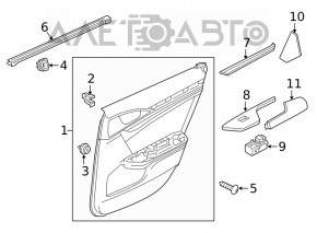 Capacul usii card spate dreapta Honda Civic X FC 16-21 4d, material textil negru cu insertie neagra.