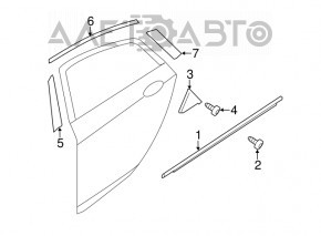 Sticla portiera centrala spate stanga Hyundai Sonata 11-15 crom nou original OEM