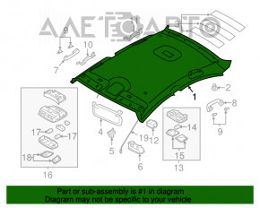 Acoperirea tavanului Hyundai Sonata 11-15 fără panoramic, gri