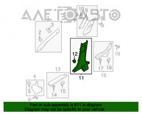 Capacul stâlpului central, partea de jos, stânga, Hyundai Sonata 11-15, negru