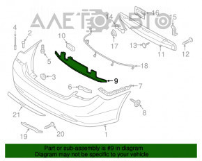 Absorbantul de bara spate Hyundai Sonata 11-15 are o fisură