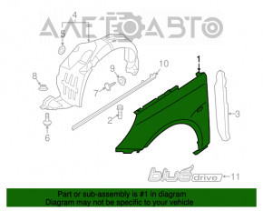 Aripa din față stânga Hyundai Sonata 11-15 grafit P3, tija