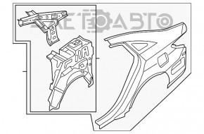 Aripa spate dreapta a un sfert Hyundai Sonata 11-15.