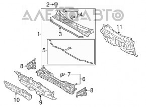 Grila stergatoarelor de plastic pentru Hyundai Sonata 11-15 are fixările rupte.