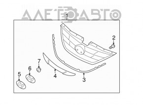 Grila radiatorului Hyundai Sonata 11-15 cu emblema logo-ului.