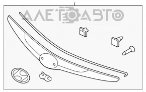 Grila radiatorului Hyundai Sonata 11-15 hibrid, cu emblema, nisip, crom îndoit.