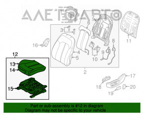 Scaun șofer Hyundai Sonata 15-17 fără airbag, manual, material textil gri, zgârieturi, necesită curățare chimică.