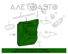 Capacul usii cardul din spate dreapta Infiniti QX30 17- plastic si piele neagra, zdrobita.