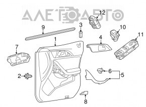 Capacul ușii, cartela frontală stânga Infiniti QX30 17- plastic și piele neagră