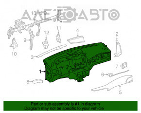 Torpedo panoul frontal fără AIRBAG Infiniti QX30 17- negru, zgârieturi