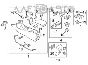 Consola centrală cu cotieră pentru Infiniti QX30 17- negru, piele, zgârieturi