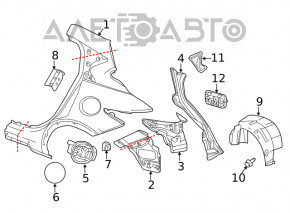 Aripa spate stânga Infiniti QX30 17- pe caroserie, albă, zdrobită