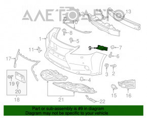 Suportul de bara fata stanga pentru Lexus ES300h ES350 13-18 are un defect la clema.