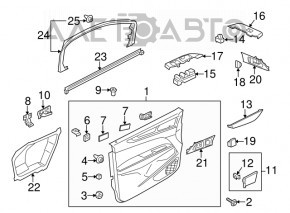 Capacul ușii, cartela din spate, stânga, Lincoln MKC 15- negru.