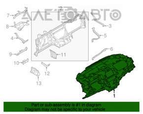 Torpedo panoul frontal fără AIRBAG Lincoln MKC 15- negru