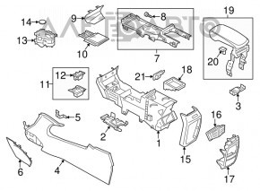 Консоль центральная подлокотник и подстаканники Lincoln MKC 15- черн