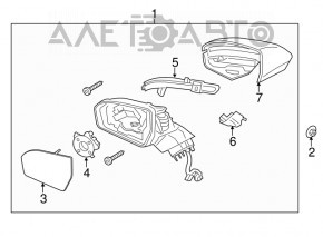 Зеркало боковое правое Lincoln MKC 15- 14 пинов, BSM, поворотник, подогрев, серебро