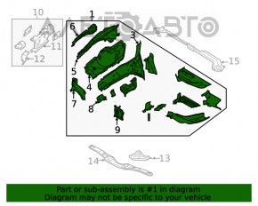 Partea din față dreapta a Ford Escape MK3 17-19, restilizată, grafit, mufele