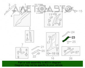 Capacul pragului din spate dreapta interior Lincoln MKX 16- negru.