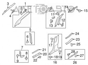 Capac prag spate dreapta interior Lincoln MKX 16- neagra, prinderea este rupta