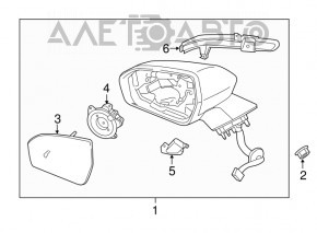 Зеркало боковое левое Lincoln MKX 16- 16 пинов, BSM, автозатемнение, поворотник, черное